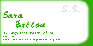 sara ballon business card